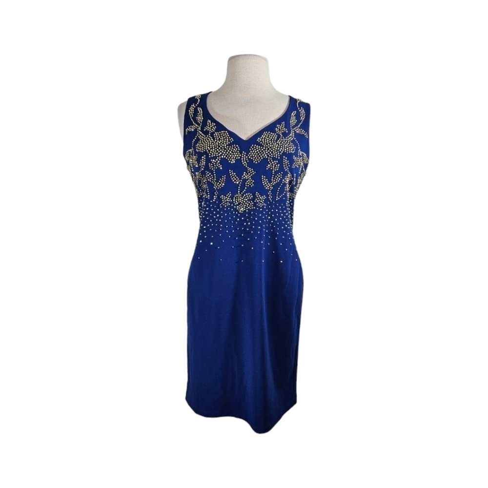 Marina Blue Silver Studded Cocktail Dress Like New